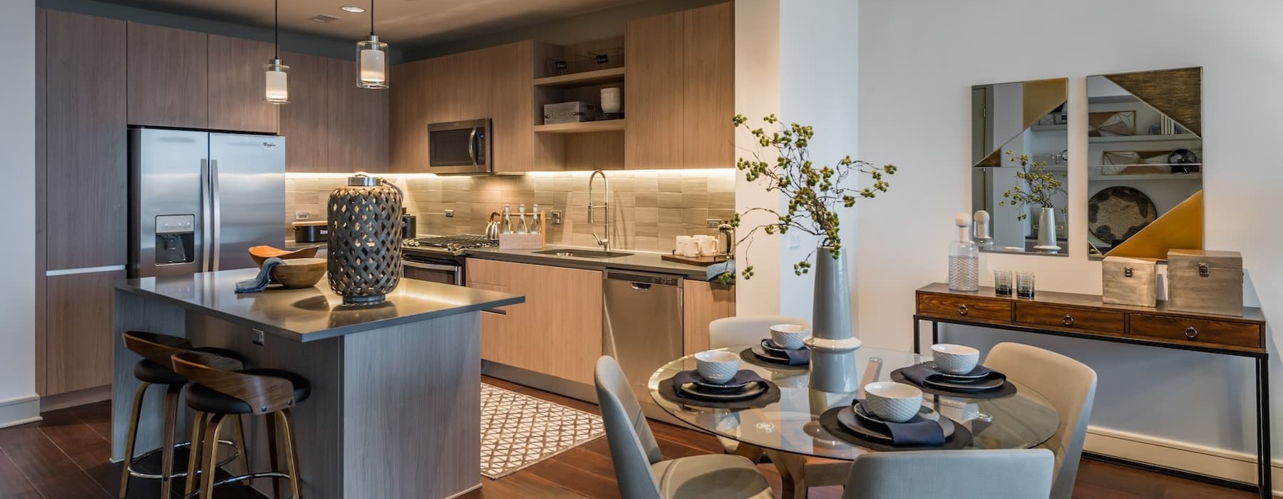 kitchen with bright lighting and ample counter space