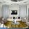 a living room with a large television