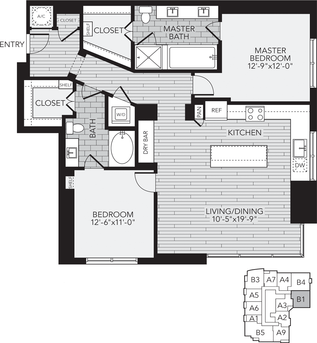 B1 Houston Two Bedroom Apartment Floor Plan Aris Market Square